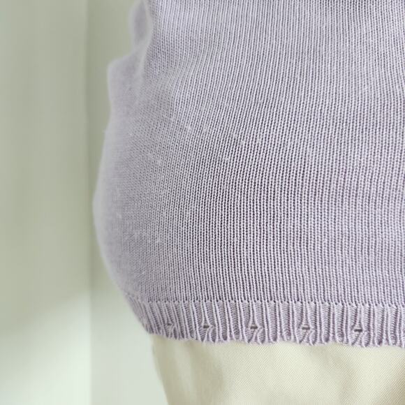 Vintage 90s Alfred Dunner Lilac Knit Butterfly Sweater Top Petite Large PL USA - Picture 7 of 10